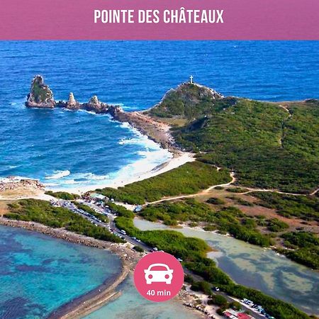 Le Sable Bleu - Evasion Tropicale A Sainte-Anne - Plage 5Min - Piscine - Parking - Logement Climatise - Vue Sur Les Palmiers - Parfait Pour Sejours En Famille Ou Entre Amis Extérieur photo