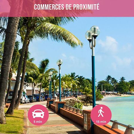Le Sable Bleu - Evasion Tropicale A Sainte-Anne - Plage 5Min - Piscine - Parking - Logement Climatise - Vue Sur Les Palmiers - Parfait Pour Sejours En Famille Ou Entre Amis Extérieur photo