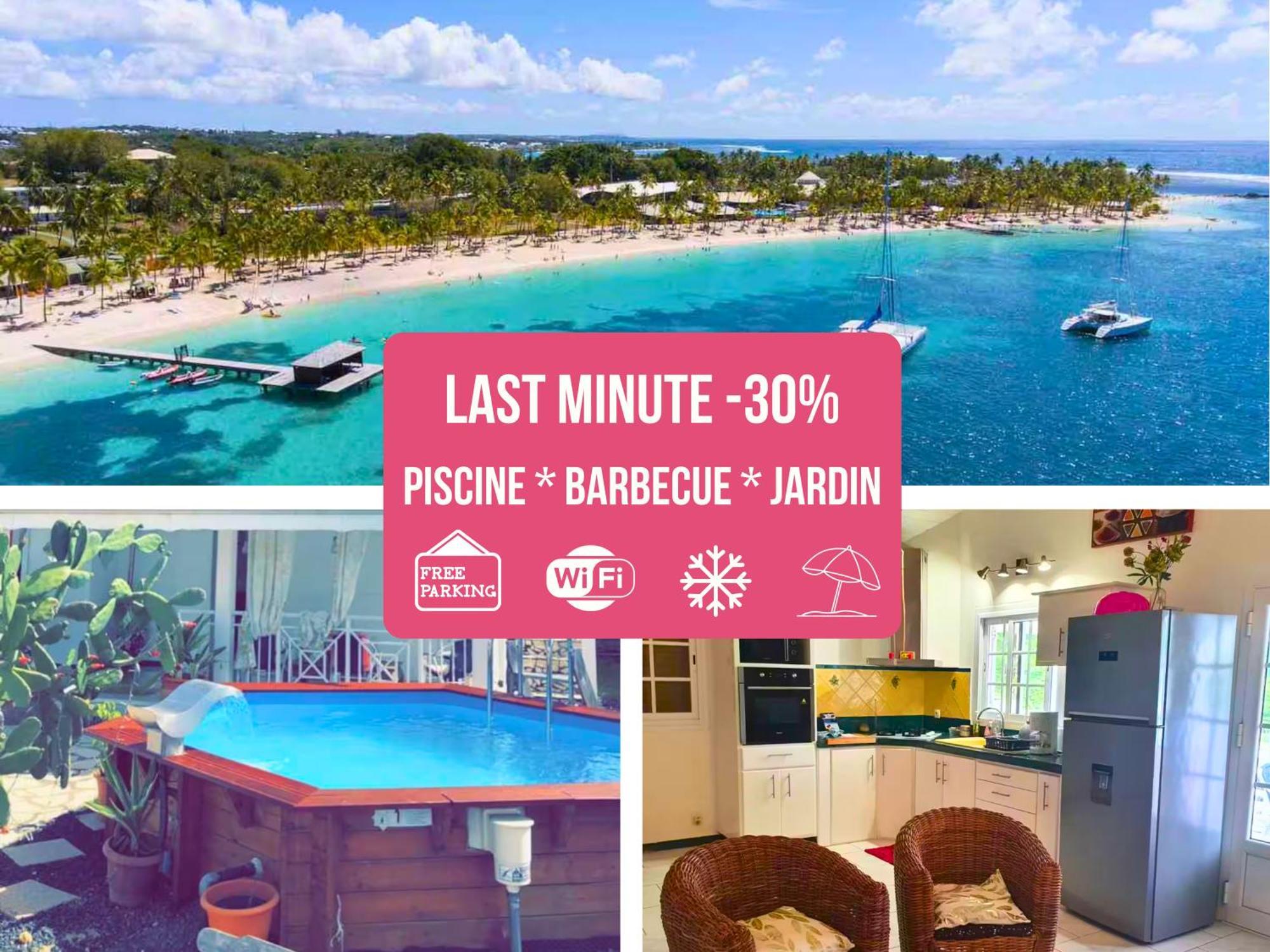 Le Sable Bleu - Evasion Tropicale A Sainte-Anne - Plage 5Min - Piscine - Parking - Logement Climatise - Vue Sur Les Palmiers - Parfait Pour Sejours En Famille Ou Entre Amis Extérieur photo